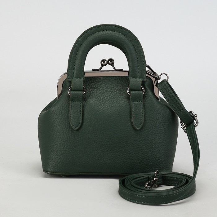 Сумка женская, отдел на фермуаре, длинный ремень, цвет зелёный