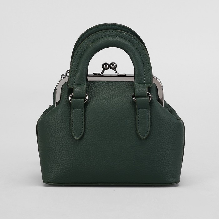 Сумка женская, отдел на фермуаре, длинный ремень, цвет зелёный