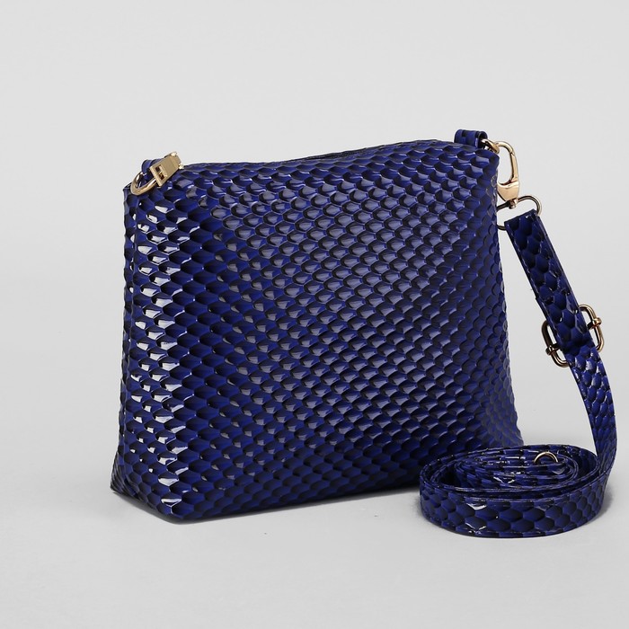 Сумка женская, отдел на молнии, регулируемый ремень, цвет синий