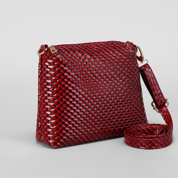 Сумка женская, отдел на молнии, регулируемый ремень, цвет бордовый