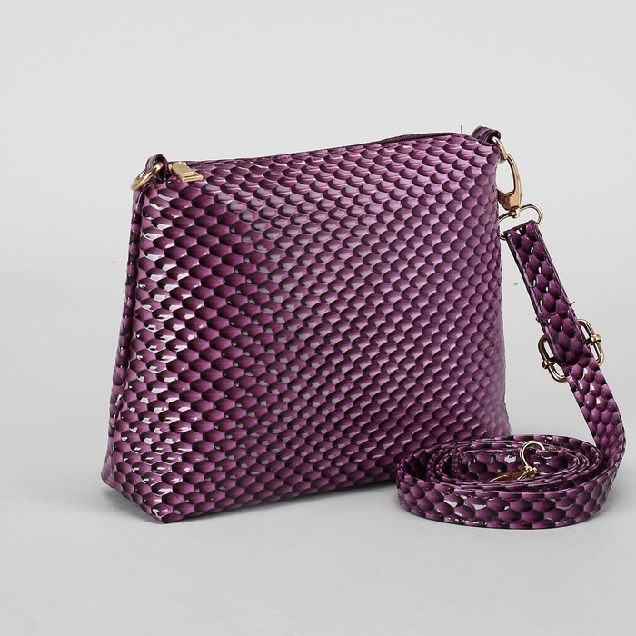 Сумка женская, отдел на молнии, регулируемый ремень, цвет сиреневый