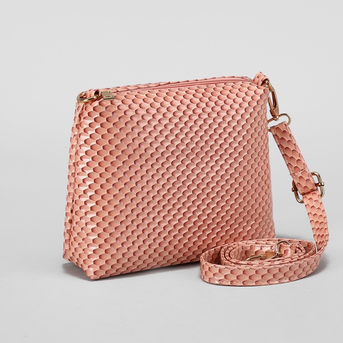 Сумка женская, отдел на молнии, регулируемый ремень, цвет бежевый