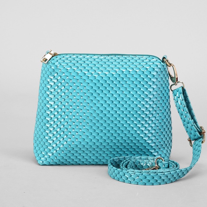 Сумка женская, отдел на молнии, регулируемый ремень, цвет бирюзовый