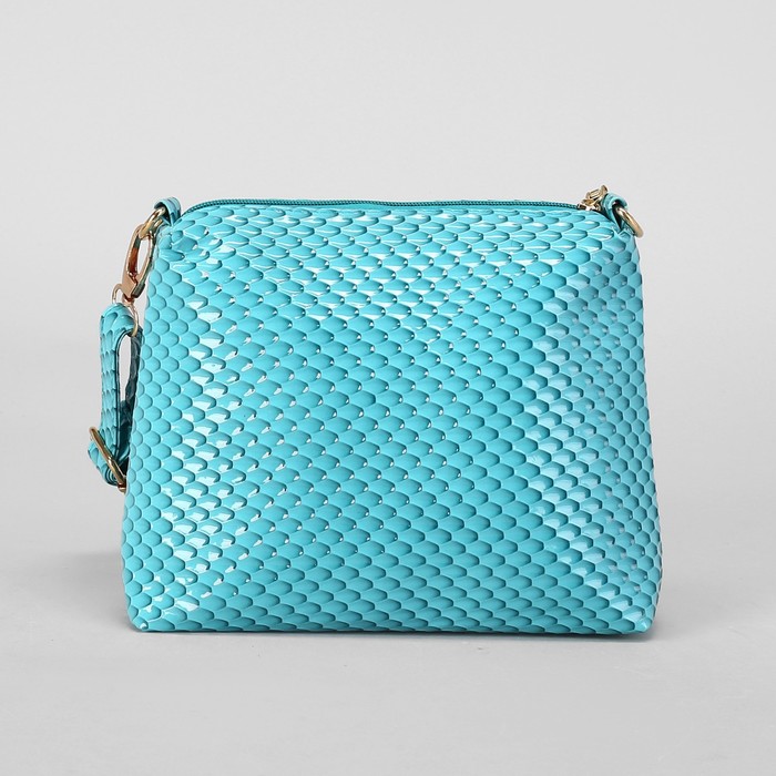 Сумка женская, отдел на молнии, регулируемый ремень, цвет бирюзовый