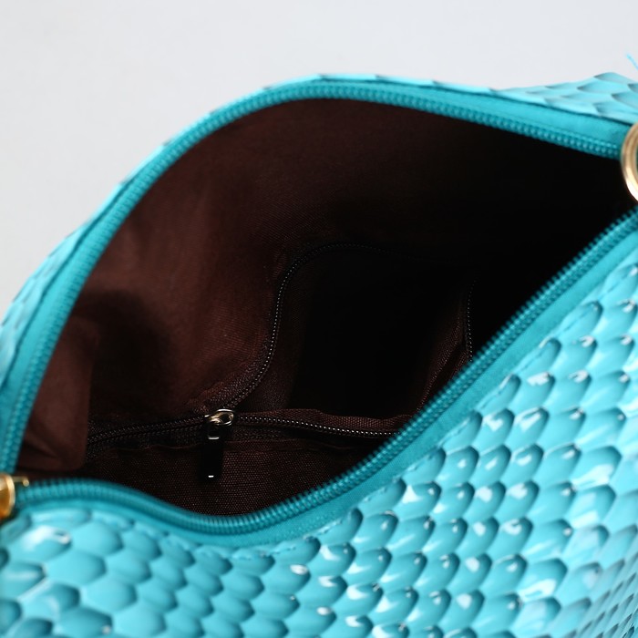 Сумка женская, отдел на молнии, регулируемый ремень, цвет бирюзовый