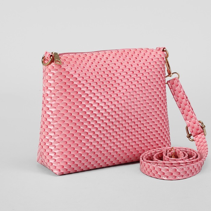 Сумка женская, отдел на молнии, регулируемый ремень, цвет розовый