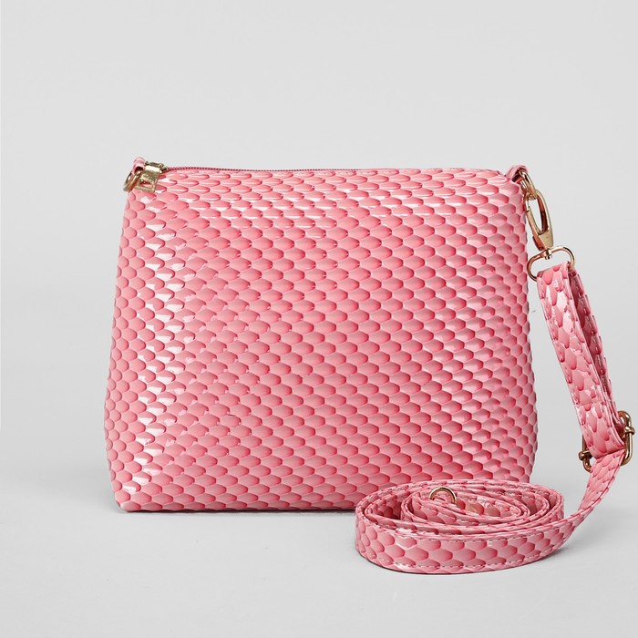Сумка женская, отдел на молнии, регулируемый ремень, цвет розовый
