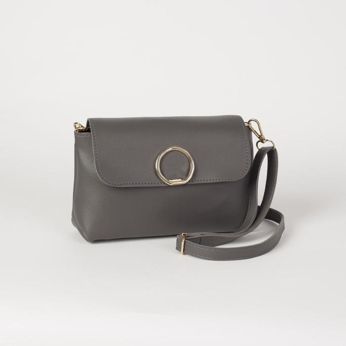 Сумка женская, отдел на молнии, регулируемый ремень, цвет серый