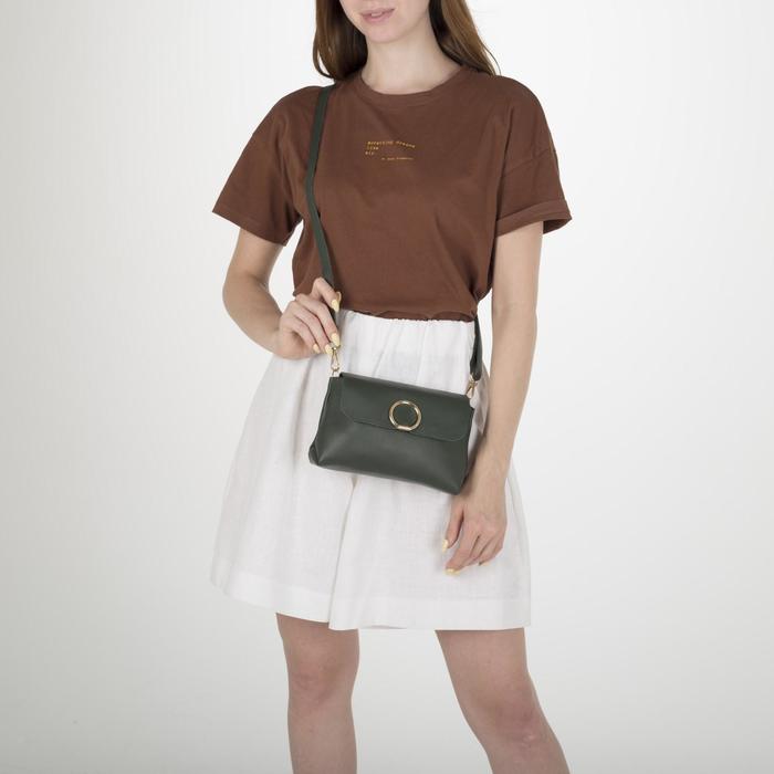 Сумка женская, отдел на молнии, регулируемый ремень, цвет зелёный