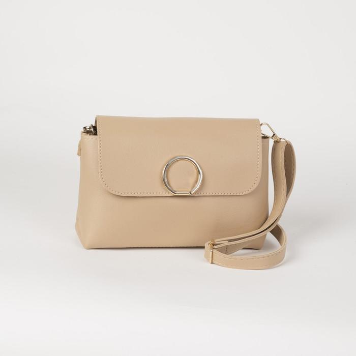 Сумка женская, отдел на молнии, регулируемый ремень, цвет бежевый