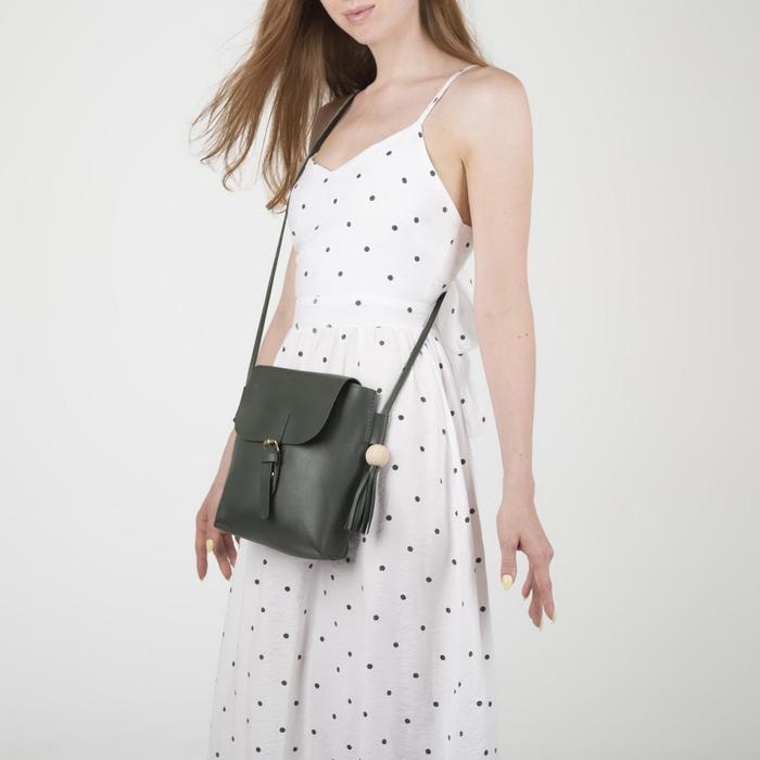 Сумка женская, отдел на молнии, регулируемый ремень, цвет зелёный