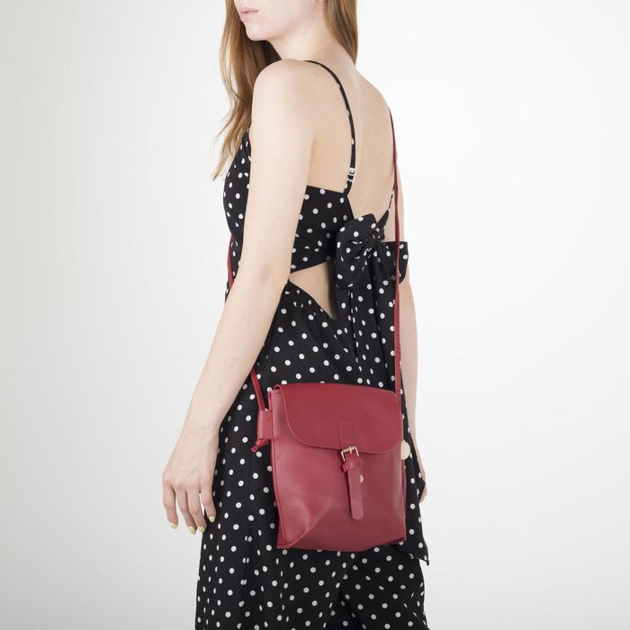 Сумка женская, отдел на молнии, регулируемый ремень, цвет бордовый