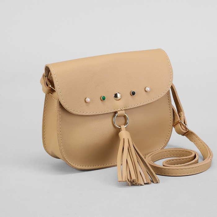 Сумка женская, отдел на молнии, регулируемый ремень, цвет бежевый