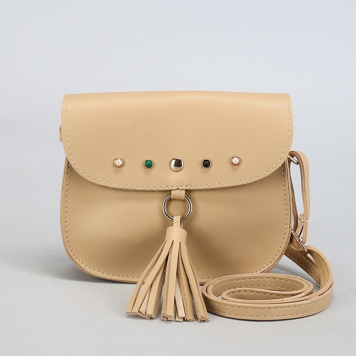 Сумка женская, отдел на молнии, регулируемый ремень, цвет бежевый
