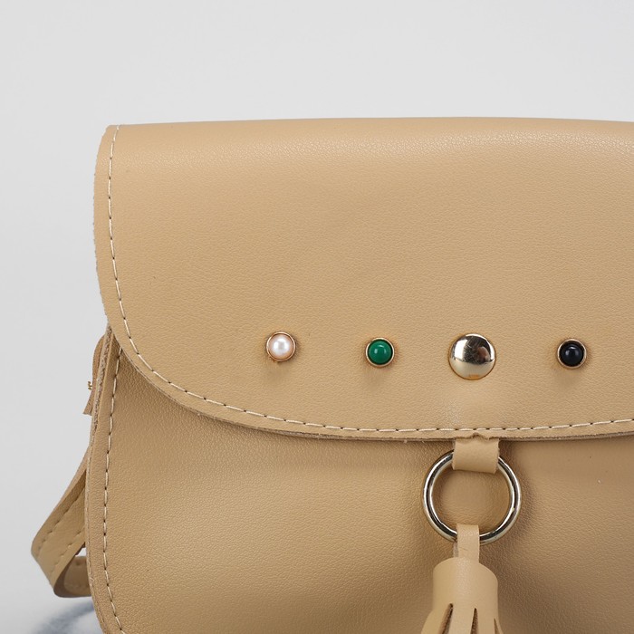 Сумка женская, отдел на молнии, регулируемый ремень, цвет бежевый