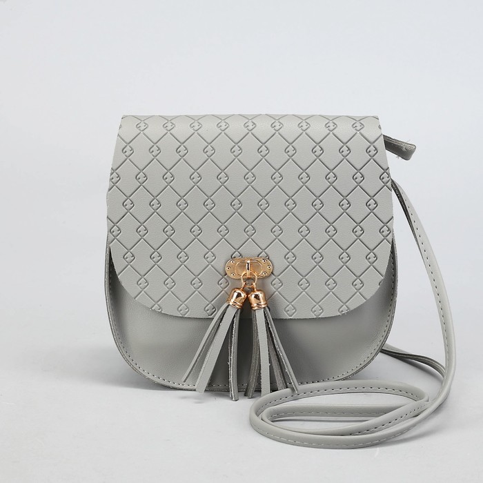 Сумка женская, отдел на молнии, регулируемый ремень, цвет серый