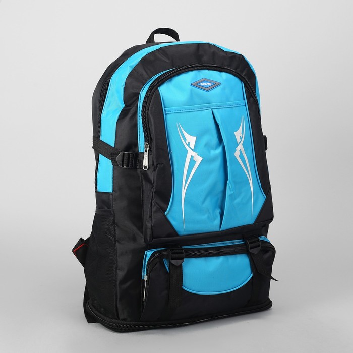 Рюкзак тур Турист, 35*14*51/66, трансф, отд на молнии, 3 н/кармана, 2 бок сетки, черн/синий 283889