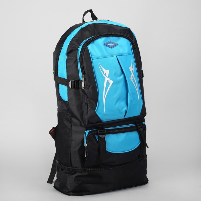 Рюкзак тур Турист, 35*14*51/66, трансф, отд на молнии, 3 н/кармана, 2 бок сетки, черн/синий 283889