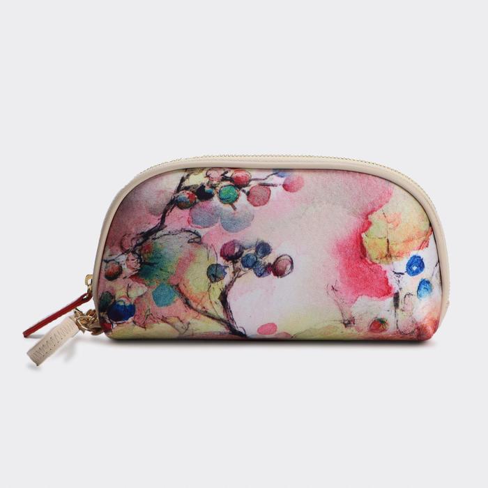 Клатч "Акварель", отдел на молнии, ручка, цвет бежевый