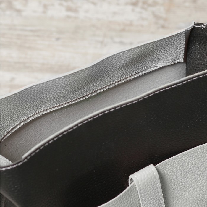 Сумка женская, отдел на молнии, наружный карман, длинный ремень, сумка, цвет чёрный/серый