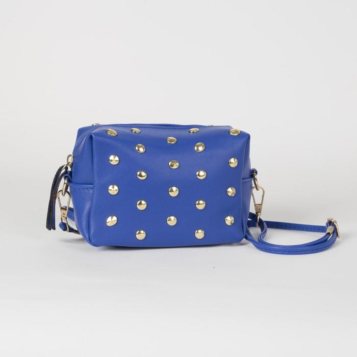 Сумка женская, отдел на молнии, длинный ремень, цвет синий