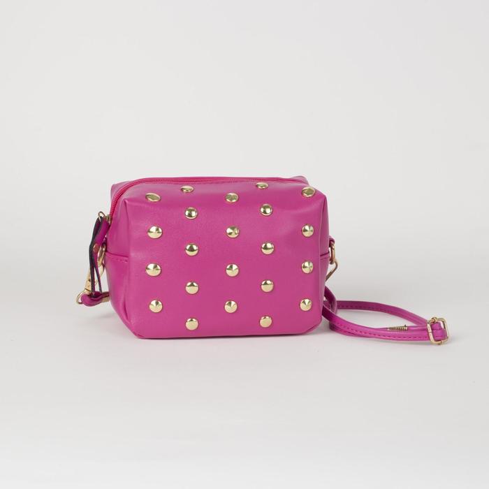 Сумка женская, отдел на молнии, длинный ремень, цвет малиновый