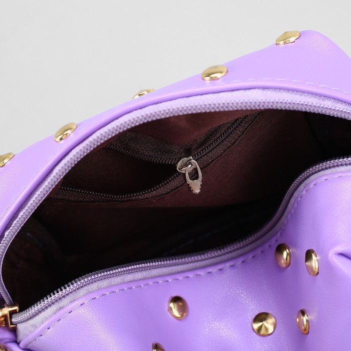 Сумка женская, отдел на молнии, длинный ремень, цвет сиреневый