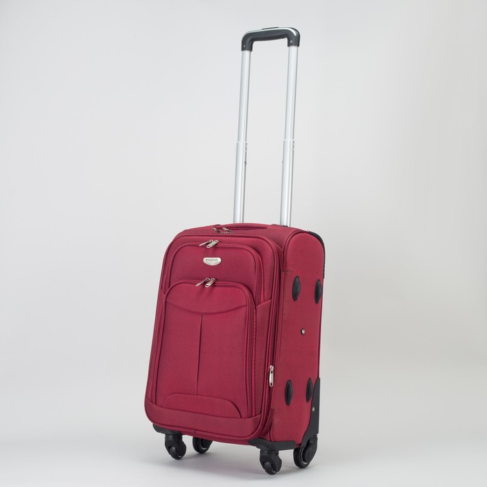 Чемодан малый с расширением 19", отдел на молнии, 2 наружных кармана, 4 колеса, кодовый замок, цвет бордовый