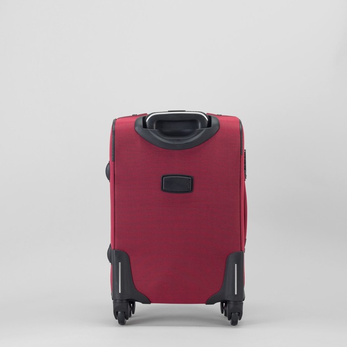 Чемодан малый с расширением 19", отдел на молнии, 2 наружных кармана, 4 колеса, кодовый замок, цвет бордовый