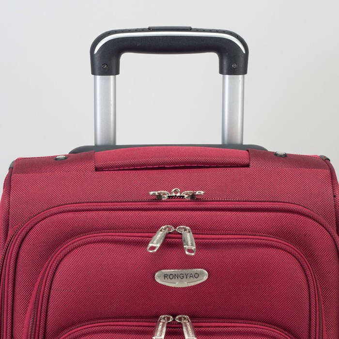 Чемодан малый с расширением 19", отдел на молнии, 2 наружных кармана, 4 колеса, кодовый замок, цвет бордовый