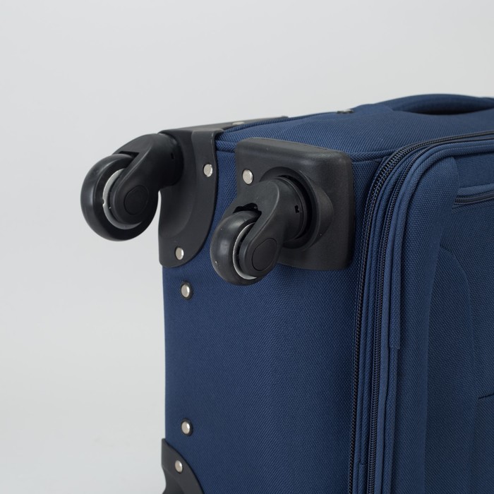 Чемодан малый с расширением 19", отдел на молнии, 2 наружных кармана, 4 колеса, кодовый замок, цвет синий
