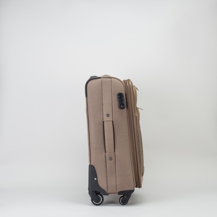 Чемодан средний, 23", с расширением, отдел на молнии, 2 наружных кармана, 4 колеса, кодовый замок, цвет бежевый