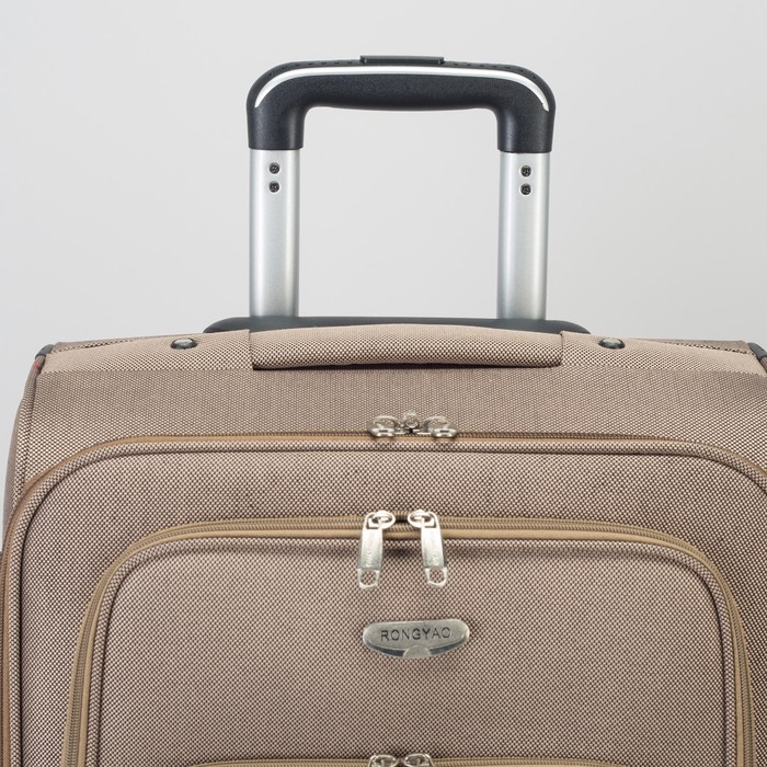 Чемодан средний, 23", с расширением, отдел на молнии, 2 наружных кармана, 4 колеса, кодовый замок, цвет бежевый