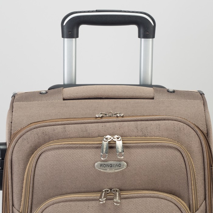 Чемодан малый с расширением 19", отдел на молнии, 2 наружных кармана, 4 колеса, кодовый замок, цвет бежевый