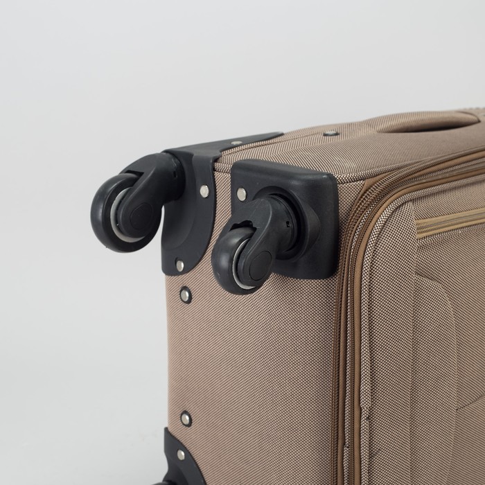 Чемодан малый с расширением 19", отдел на молнии, 2 наружных кармана, 4 колеса, кодовый замок, цвет бежевый