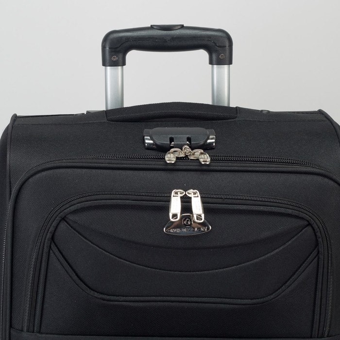 Чемодан большой "Классик" с расширением 23", отдел на молнии, 2 наружных кармана, 4 колеса, кодовый замок, 4 колеса, цвет чёрный