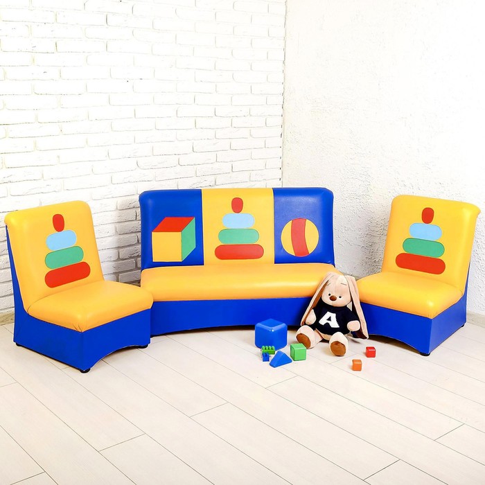 Комплект мягкой мебели «Мечта», цвет сине-жёлтый, с пирамидками