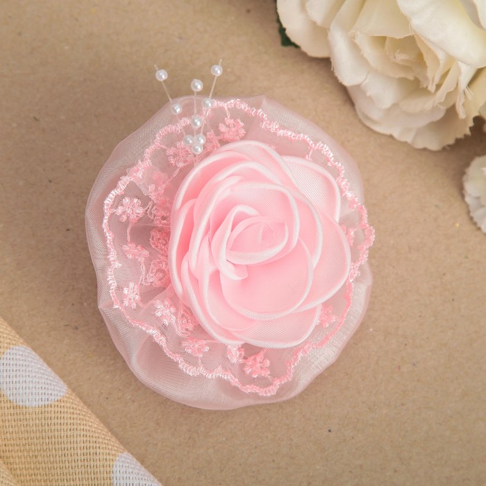 Бант для девочек с резинкой "Роза", 9 см, микс