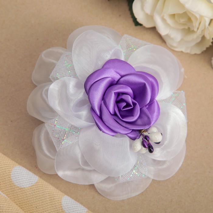 Бант для девочек с резинкой "Роза", 15 см, микс