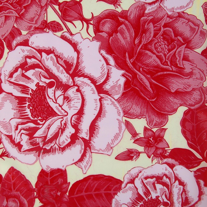 Пленка для цветов "Розовый сад", красный на кремовом, 0,7 х 8,5 м, 35 мкм