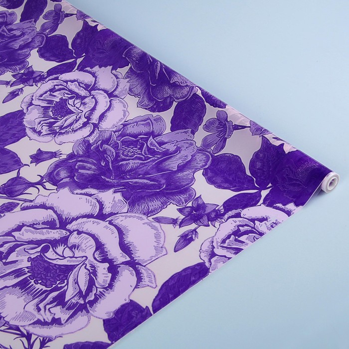 Пленка для цветов, "Розовый сад", фиолетовый, 0,7 х 8,5 м, 35 мкм