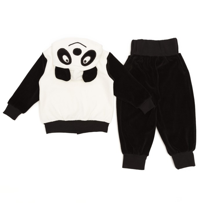 Костюм детский (кофточка,брюки) ПАНДА, рост 62 см, цвет чёрный/белый 518-269В-20/62_М