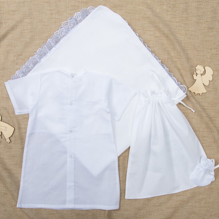 Комплект крестильный для мальчика, рост 62 см, цвет белый К01-2_М