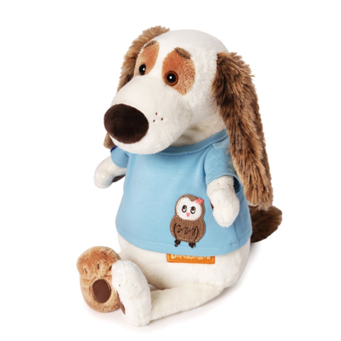 Мягкая игрушка "Бартоломей" в футболке с совой, 27 см