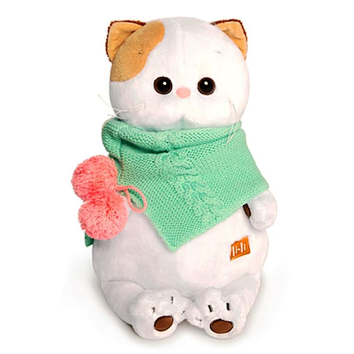 Мягкая игрушка "Кошечка Ли-Ли" в бирюзовом снуде, 27 см