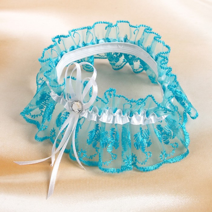 Подвязка для невесты элит бирюзовая