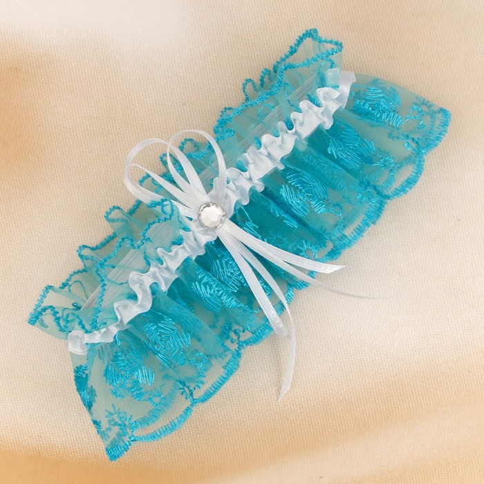 Подвязка для невесты элит бирюзовая