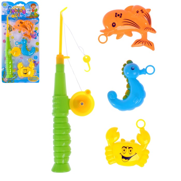 Рыбалка "Подводный мир", 1 удочка, 3 рыбки, МИКС