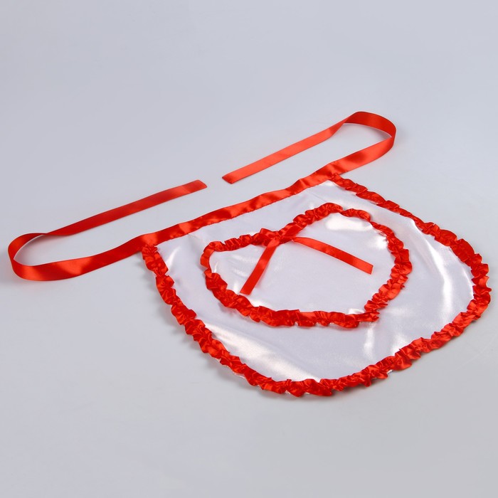 Фартук для молодоженов с карманом Сердце красный