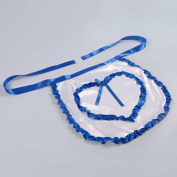 Фартук для молодоженов с карманом Сердце синий